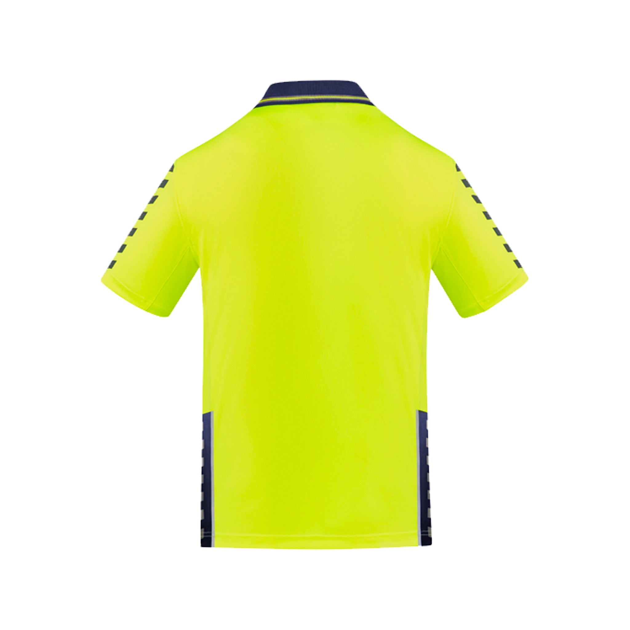 back of komodo polo in yellow navy