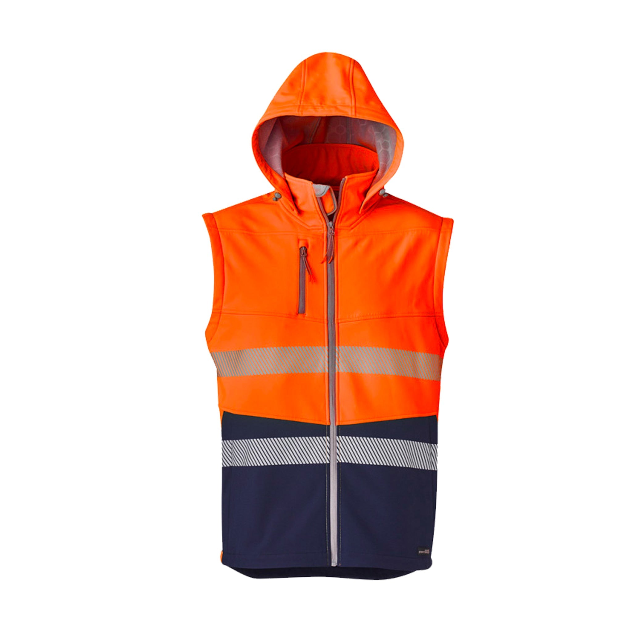 syzmik streetworx 2 in 1 stretch softshell jacket in orange navy