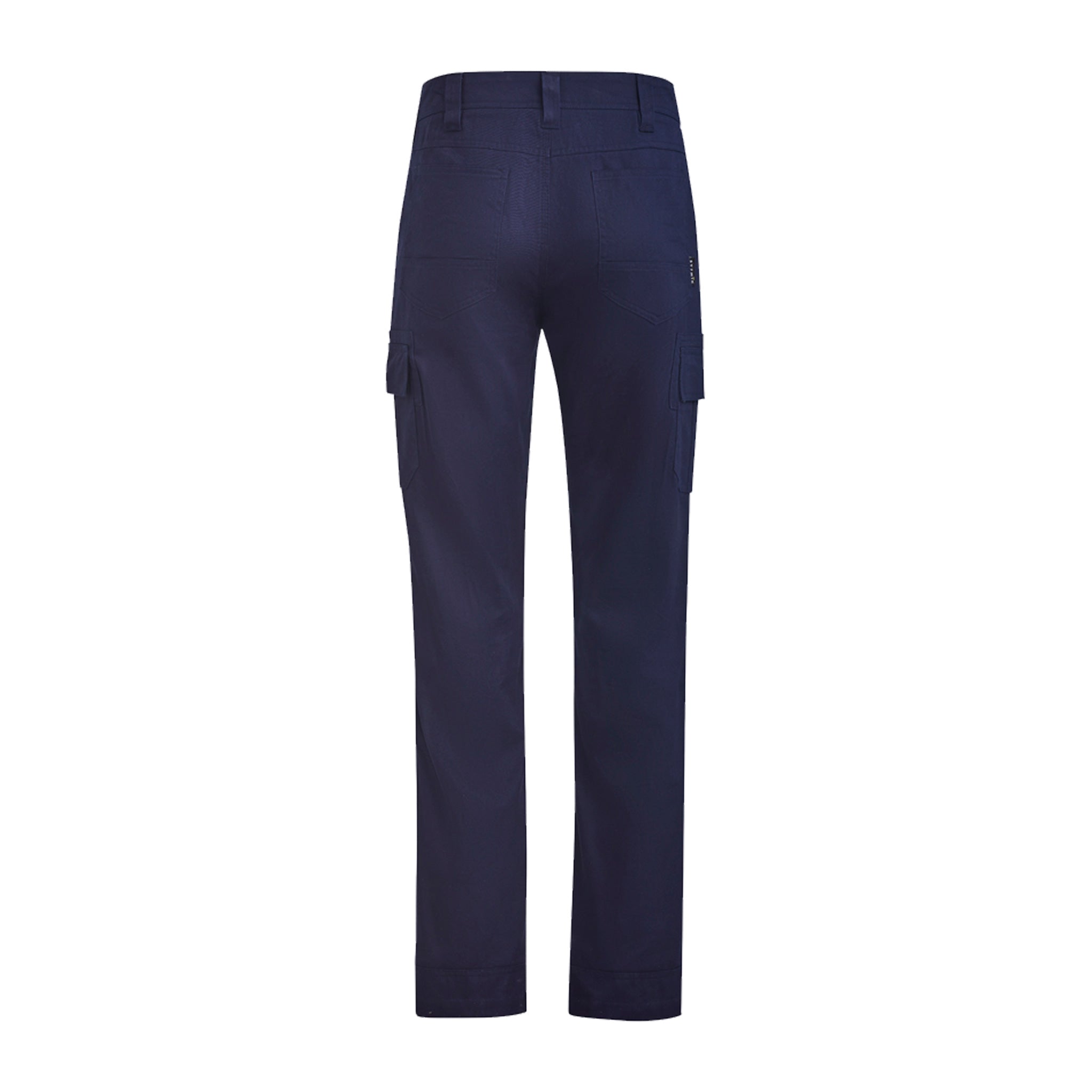 back of lightweight drill cargo pant in navy