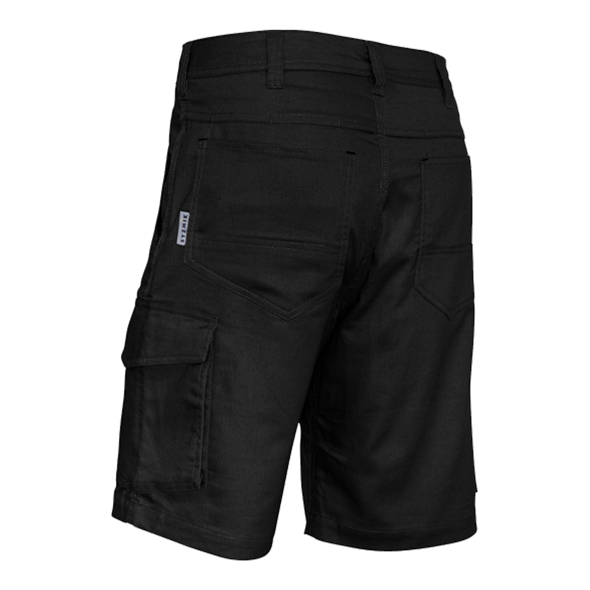 syzmik  back of rugged vented short in black