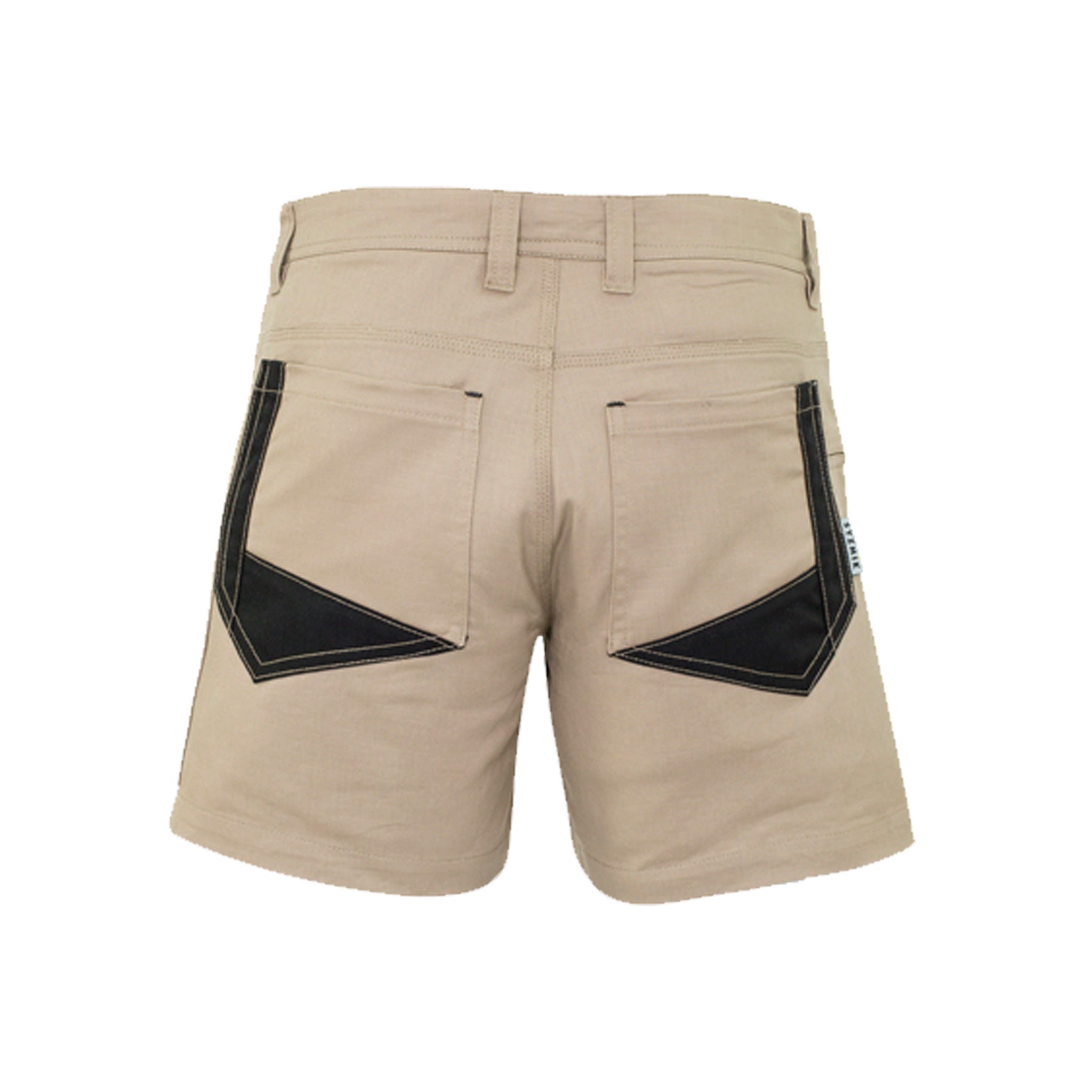 back of rugged cooling short short in khaki