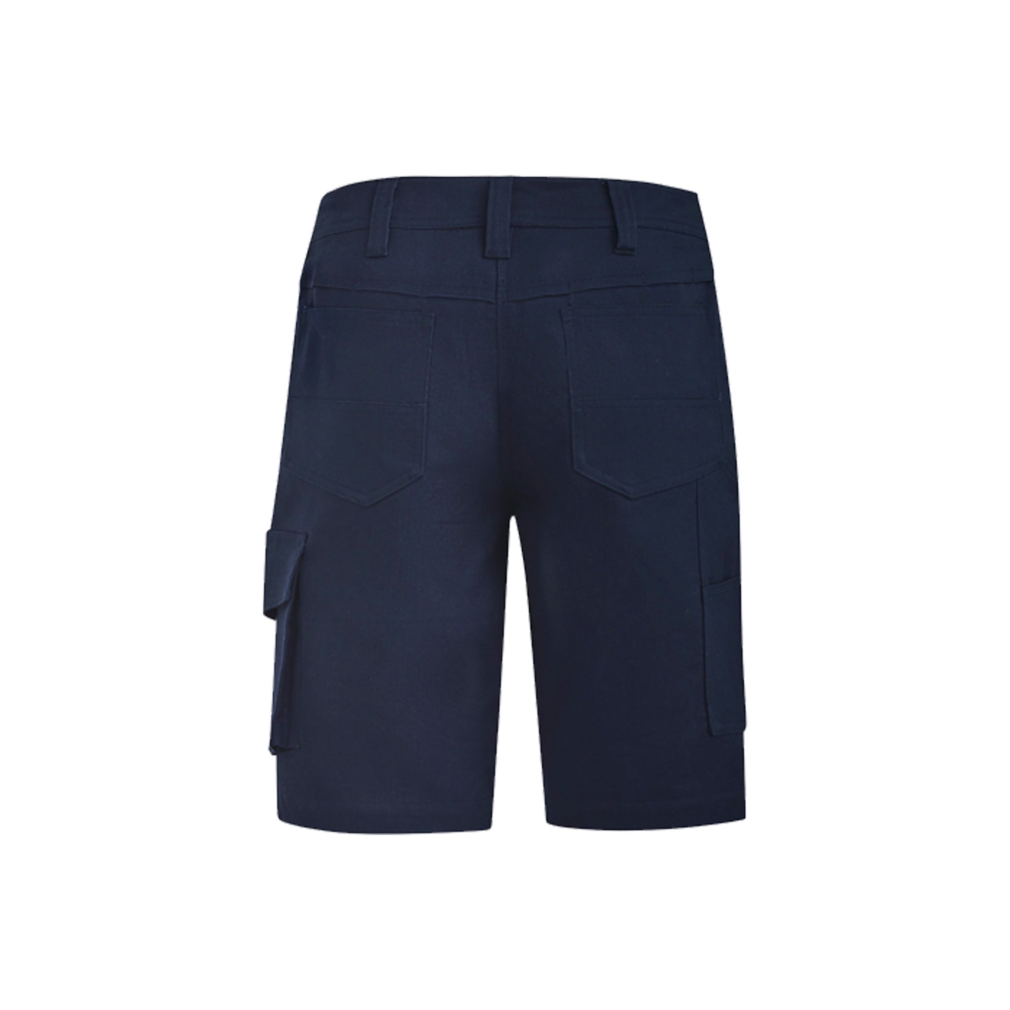 back of ladies rugged cooling venting shorts in navy