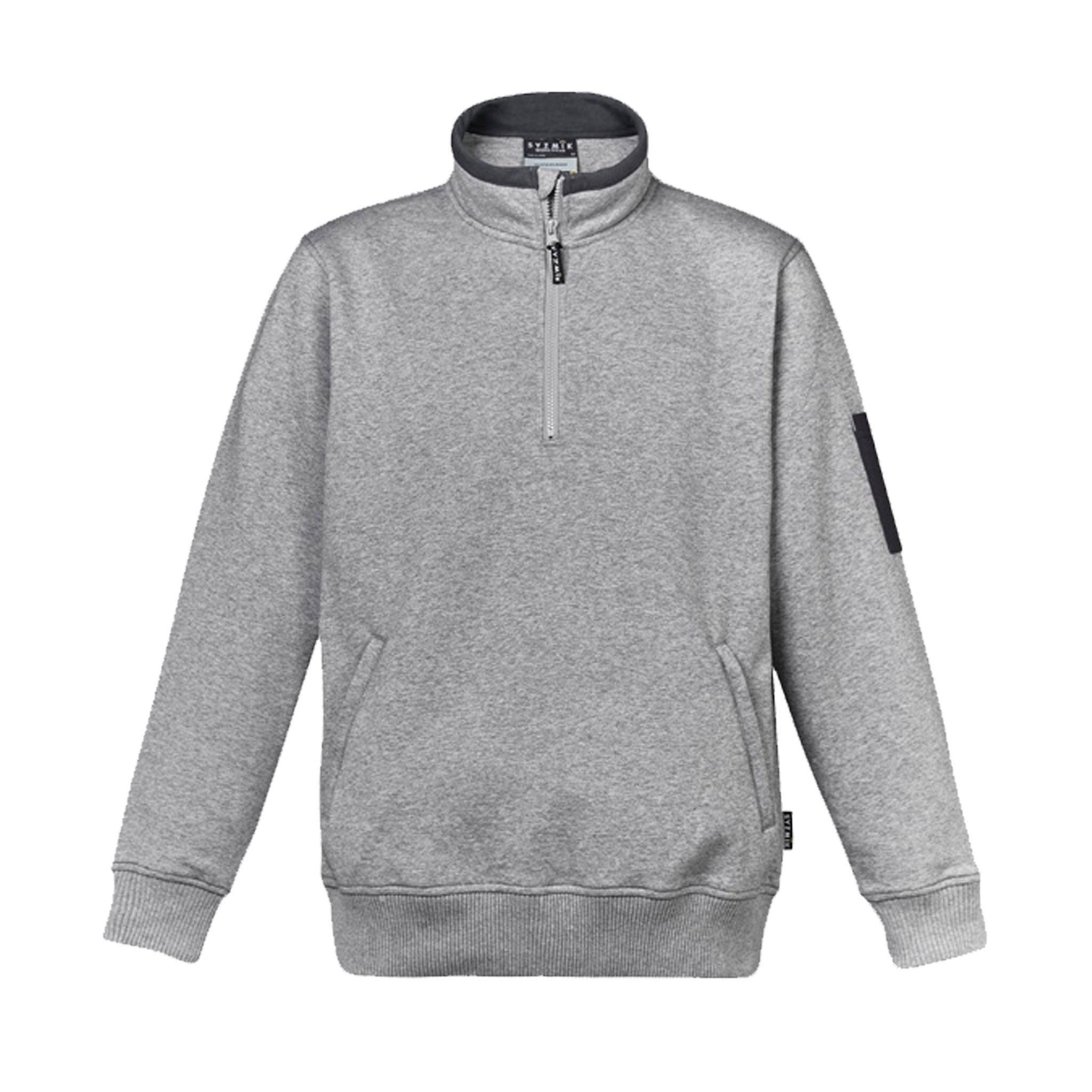 syzmik mens 1/4 zip brushed fleece in grey marle