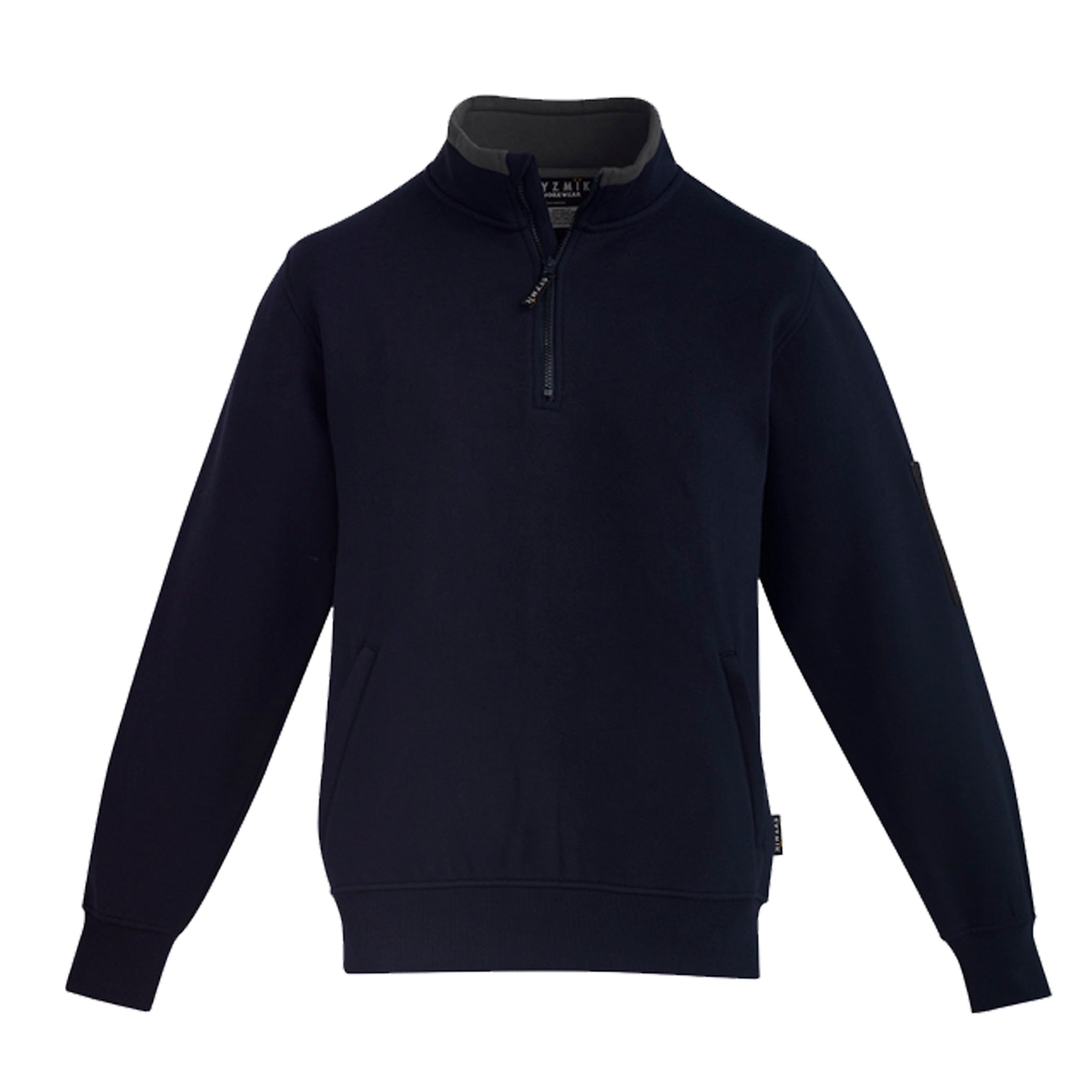 syzmik mens 1/4 zip brushed fleece in navy