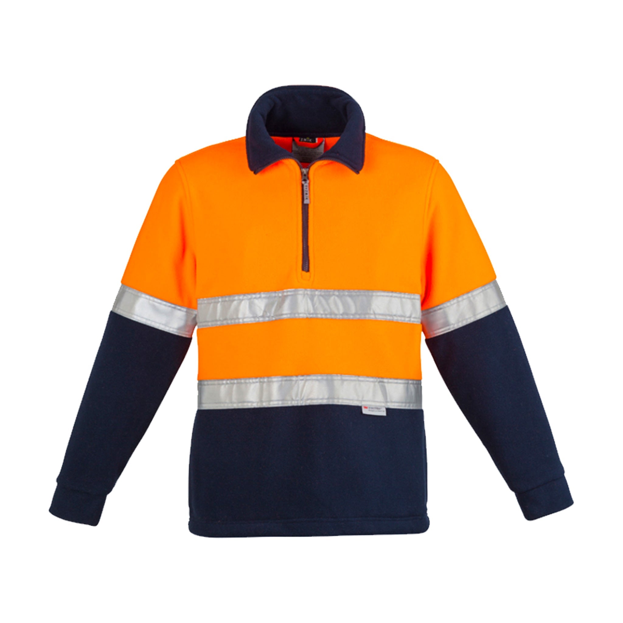 orange navy hi vis hoop taped fleece jumper 