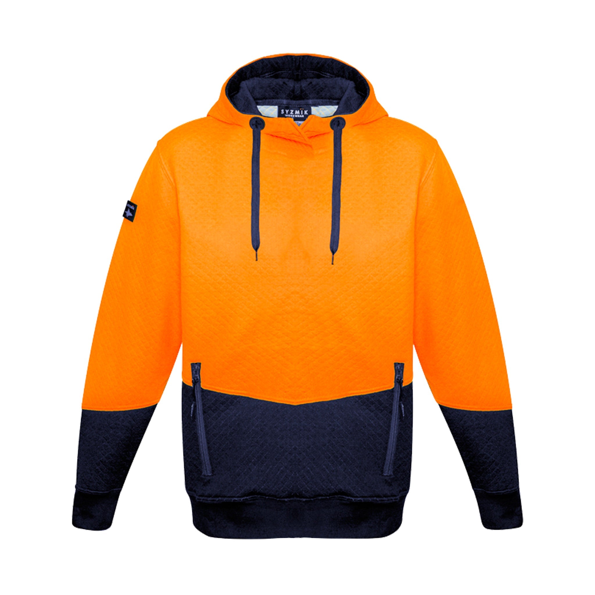 orange navy hi vis textured jacquard hoodie