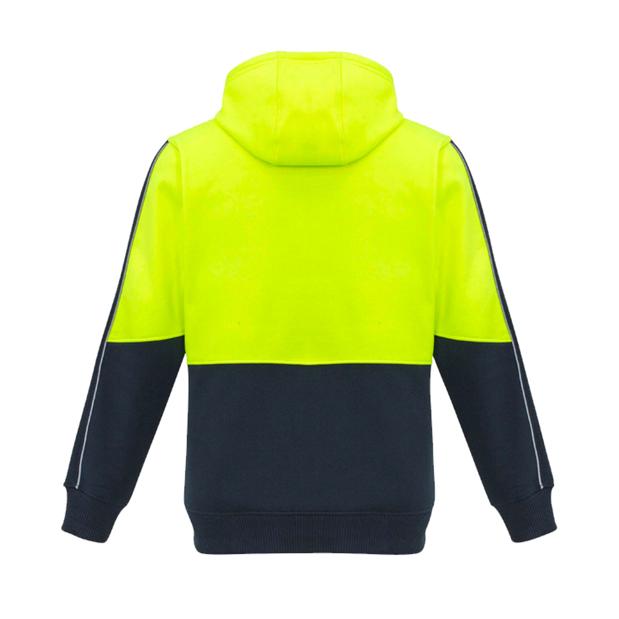 syzmik hi vis full zip hoodie in yellow navy