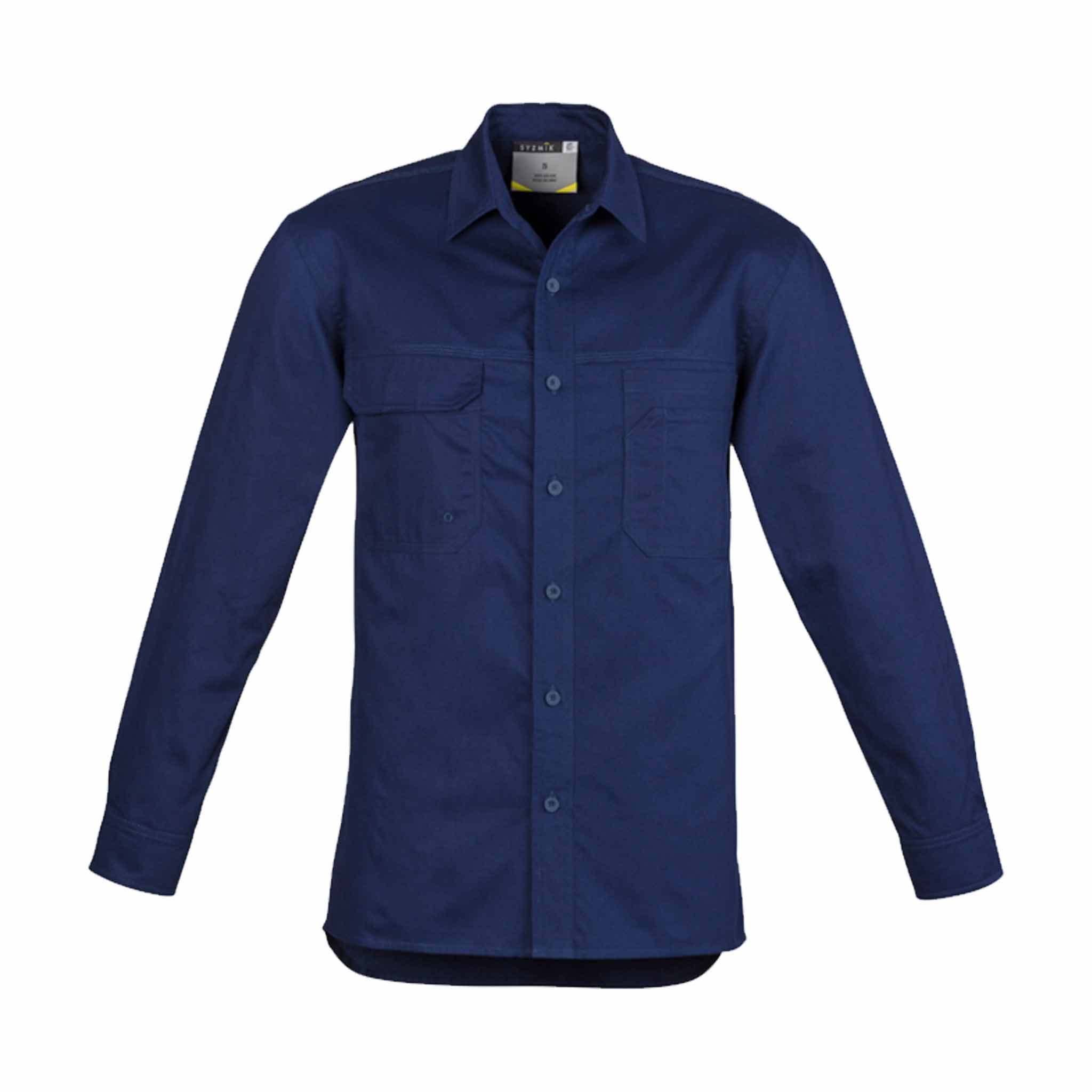 SYZMIK MENS LIGHTWEIGHT TRADIE SHIRT - LONG SLEEVE - ZW121 BLUE