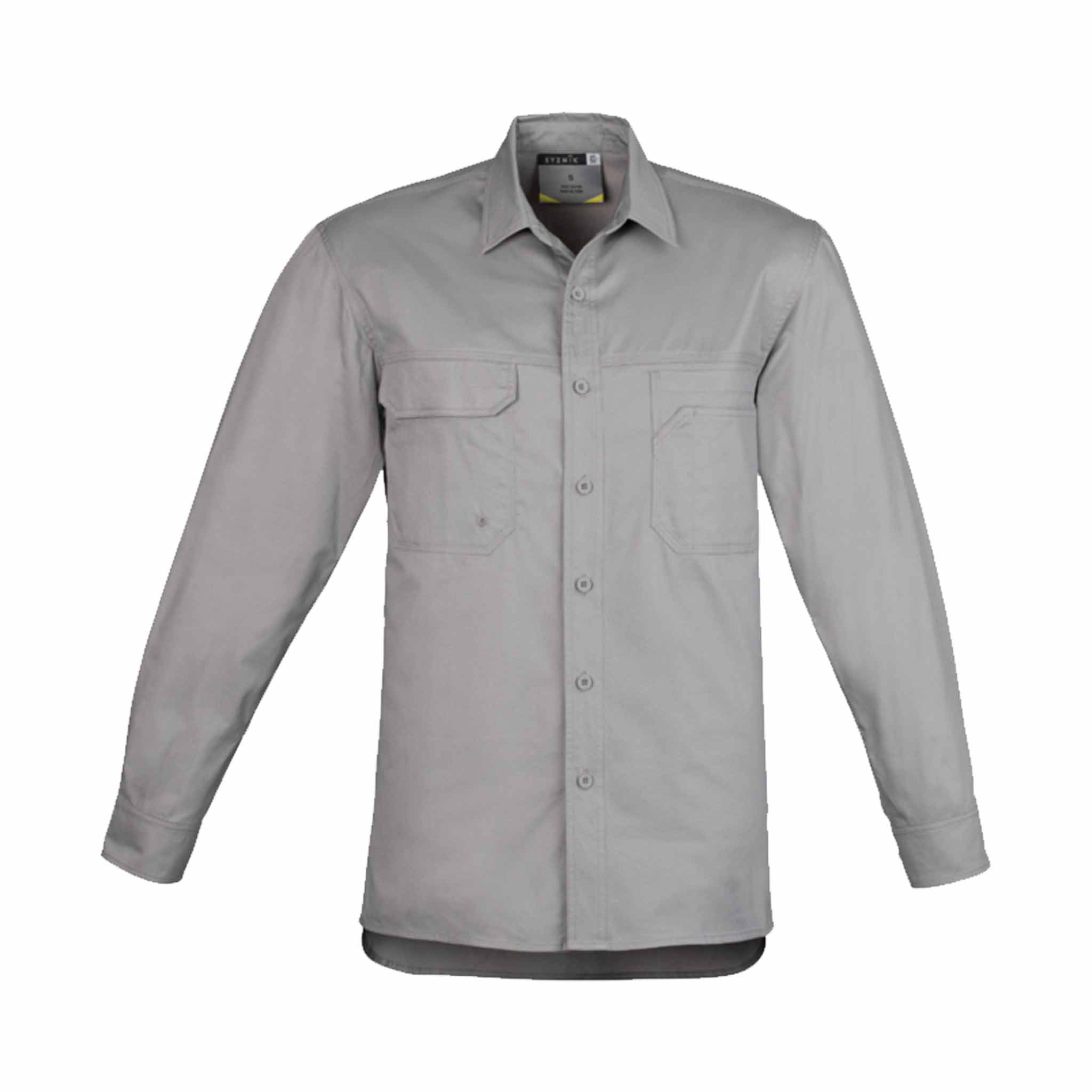 SYZMIK MENS LIGHTWEIGHT TRADIE SHIRT - LONG SLEEVE - ZW121 GREY