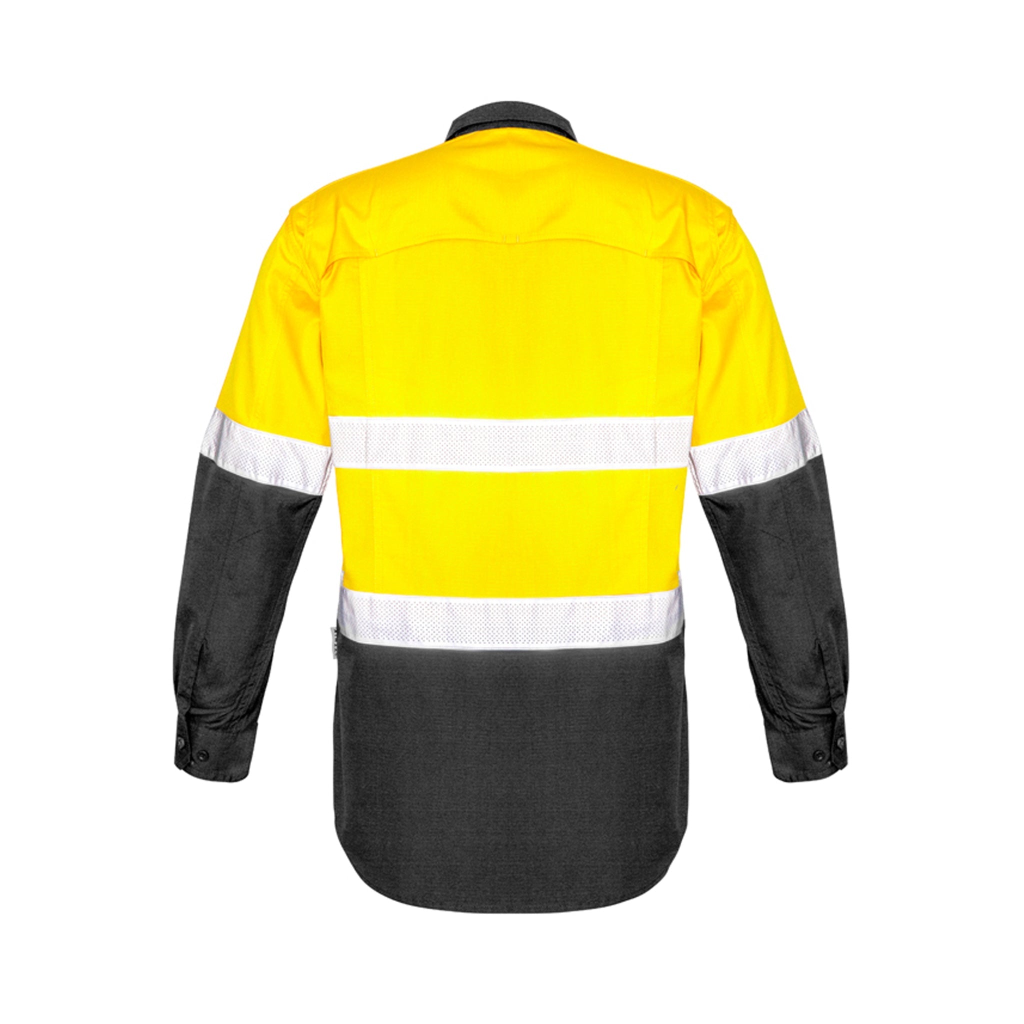 hi vis long sleeve hoop taped spliced rugged shirt in yellow charcoal