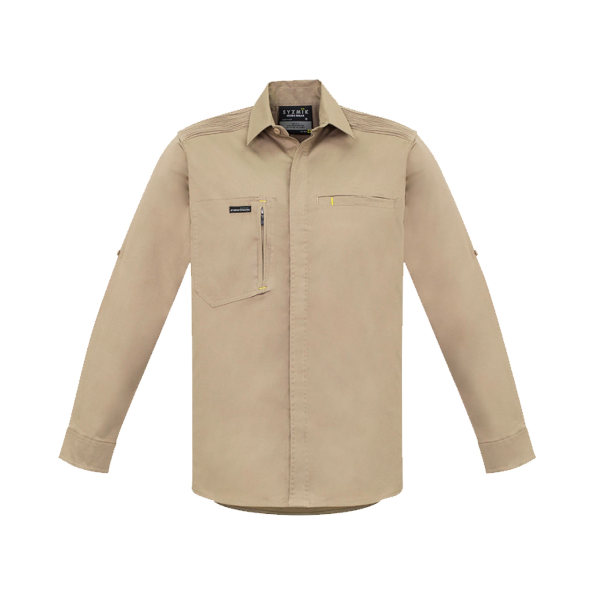 streetworx long sleeve stretch shirt in khaki