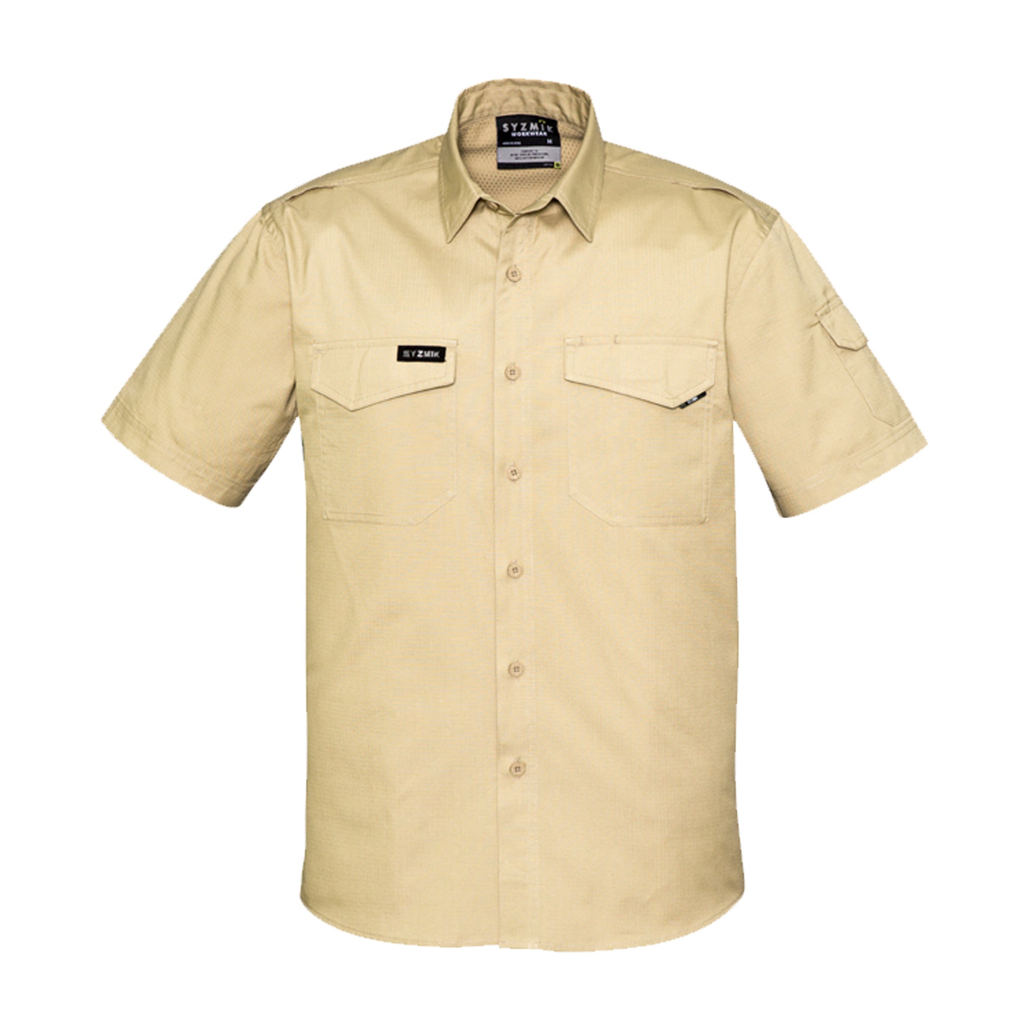 mens rugged cooling short sleeve shirt in khaki