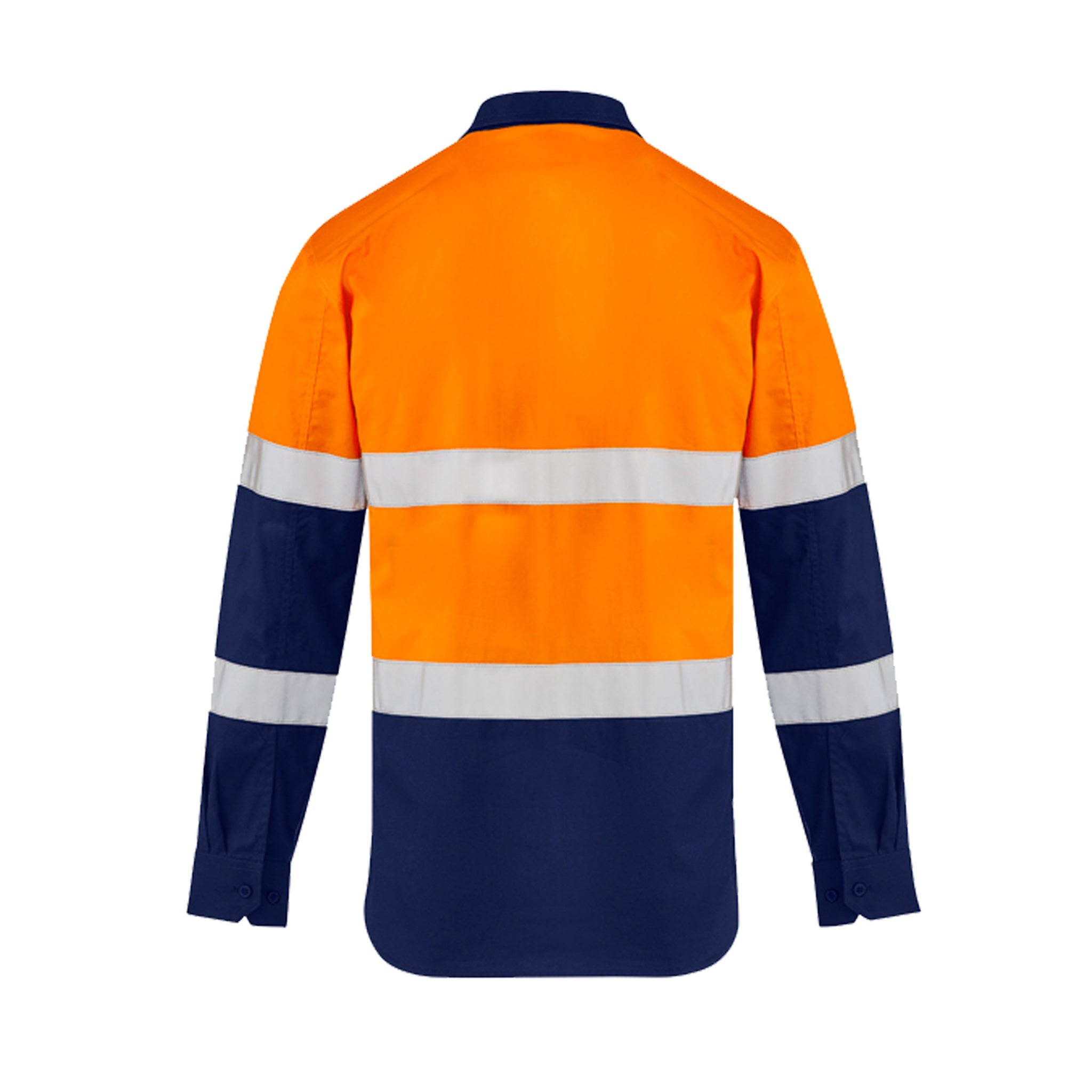 back of lightweight bio motion shirt in orange navy