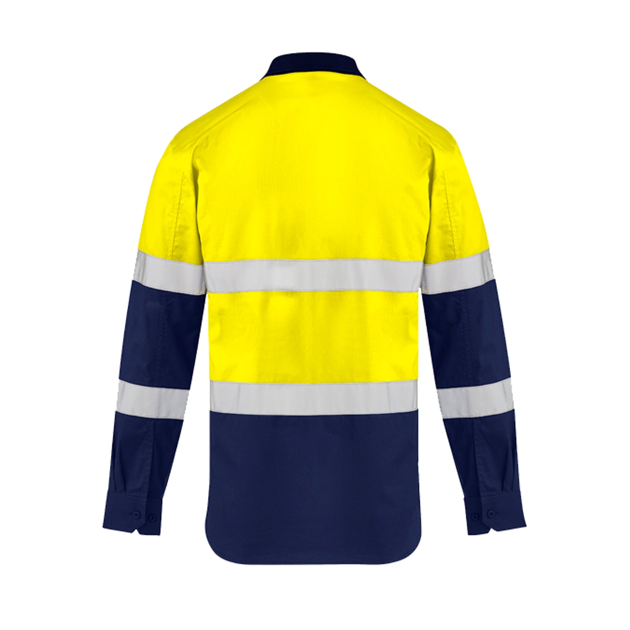 back of lightweight bio motion shirt in yellow navy