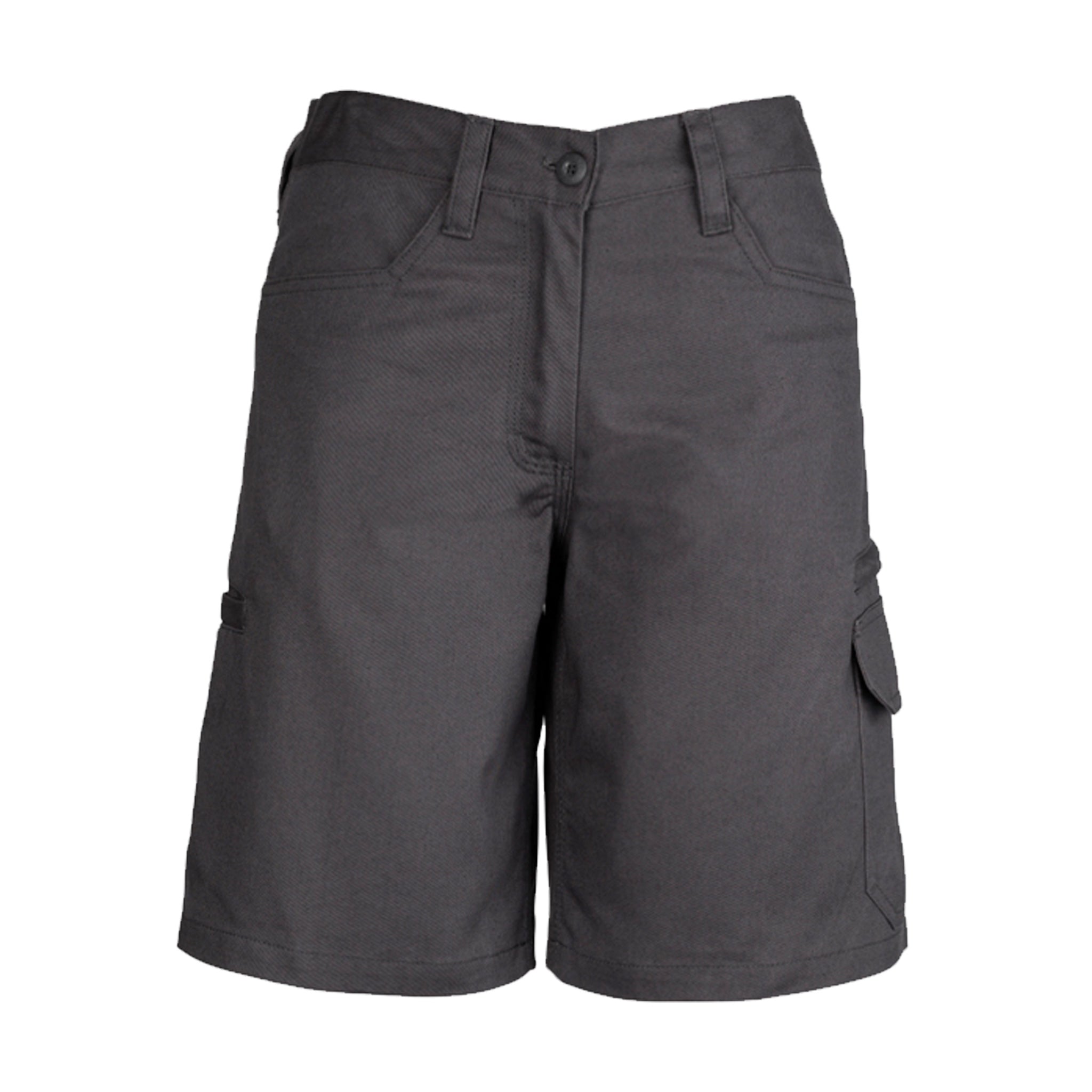 syzmik womens plain utility short in charcoal