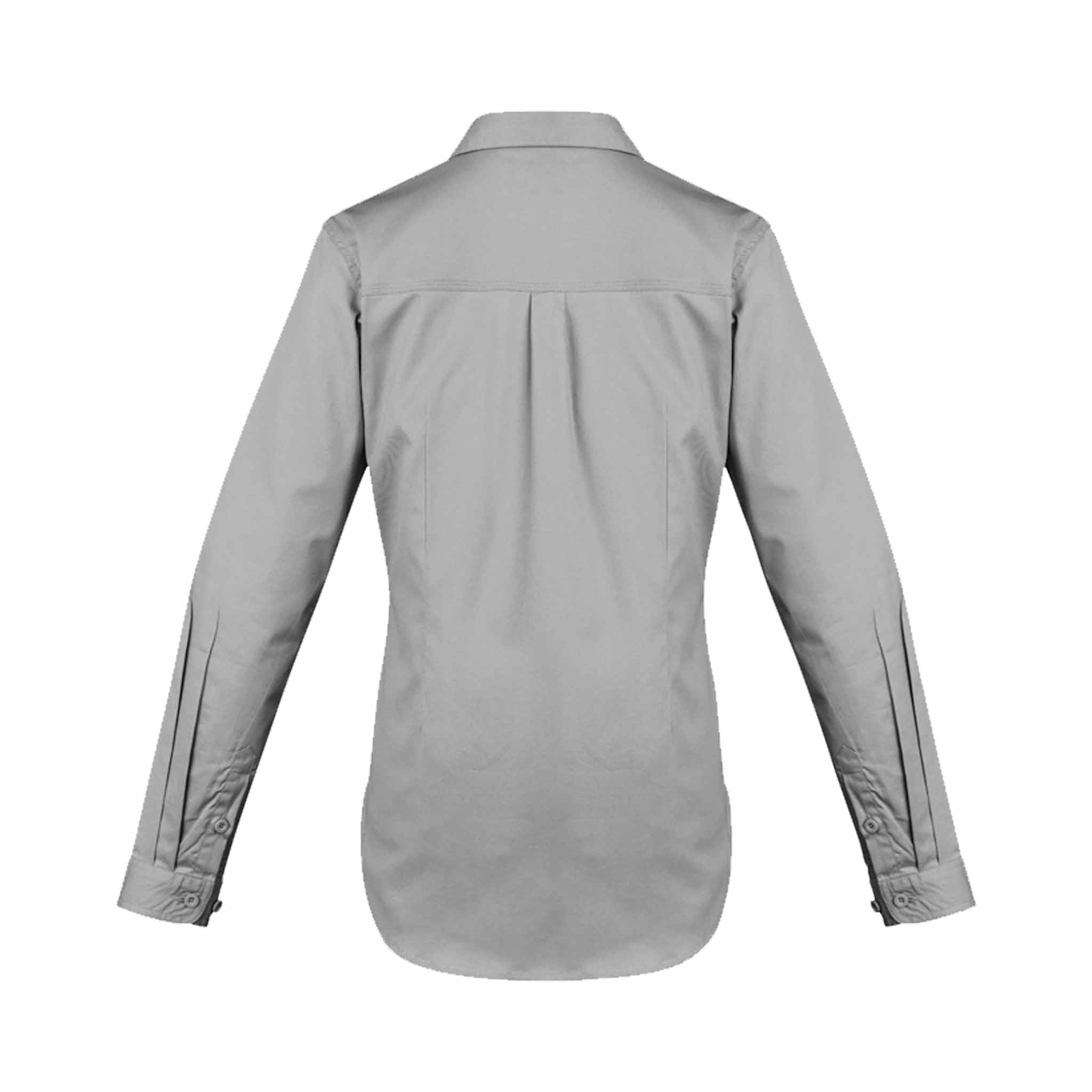 SYZMIK WOMENS LIGHTWEIGHT TRADIE SHIRT - LONG SLEEVE - ZWL121 GREY