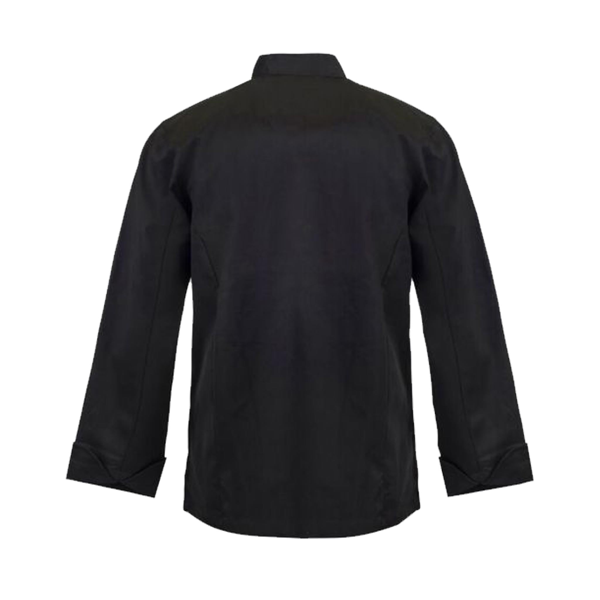 black long sleeve executive chefs lightweight jacket back view