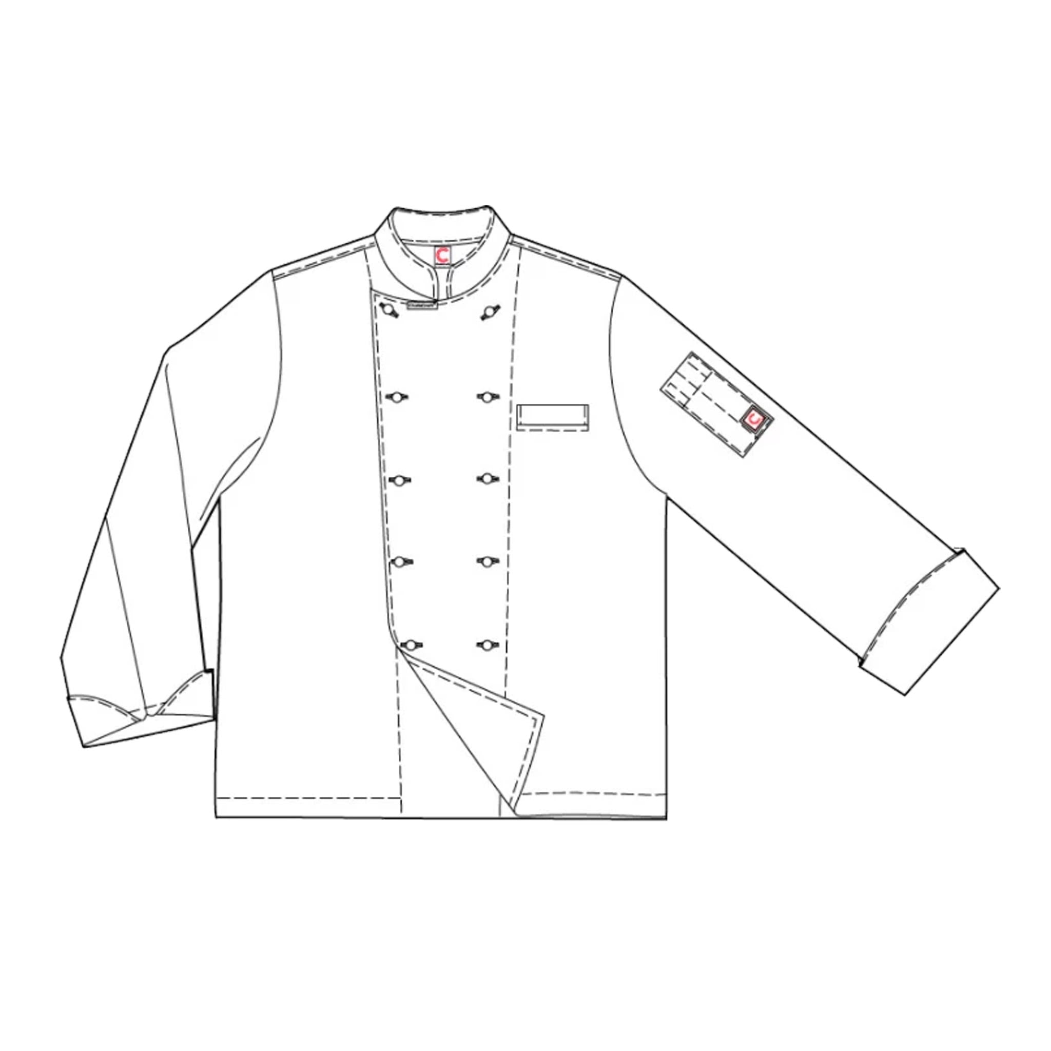 long sleeve executive chefs lightweight jacket outline