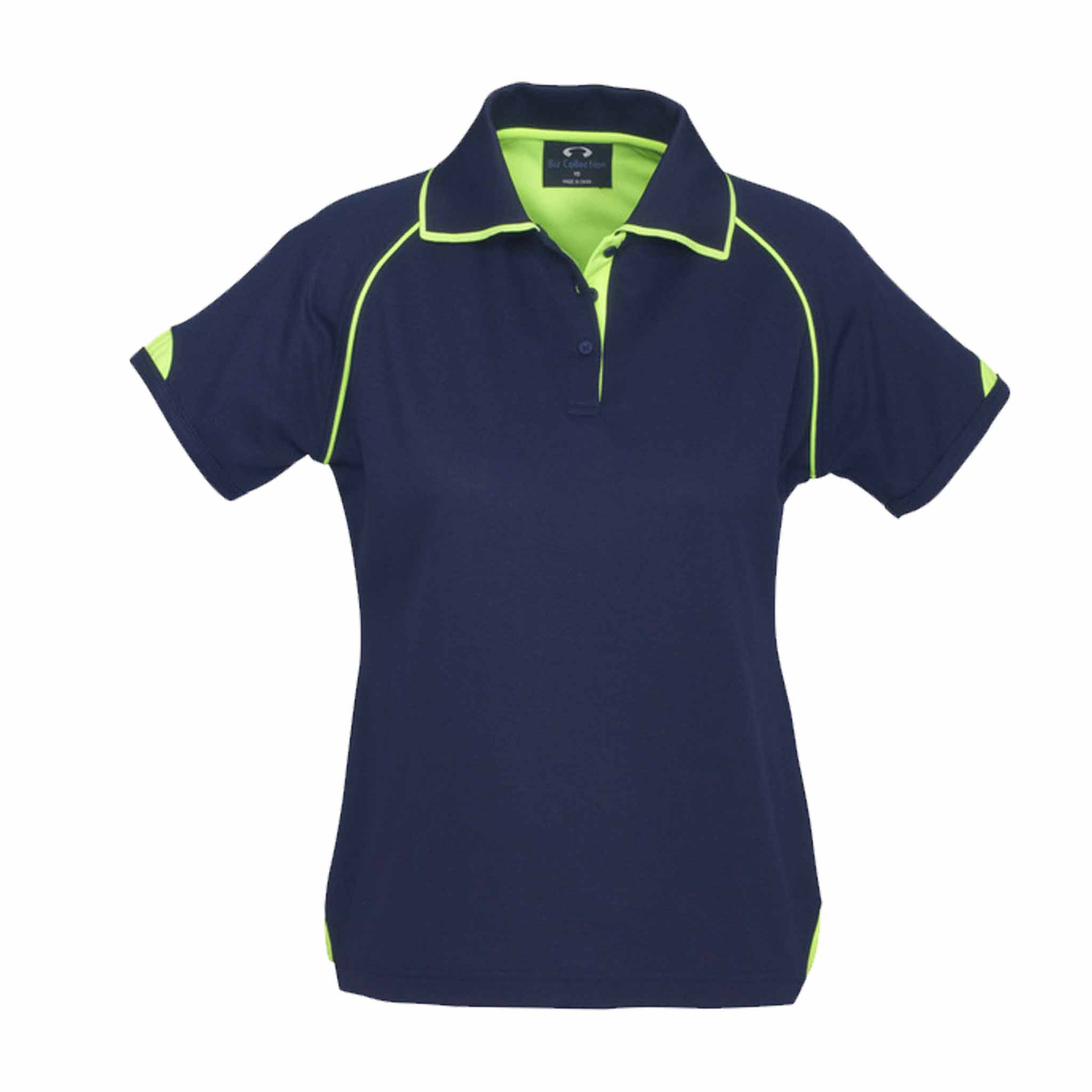 ladies fusion polo navy lime