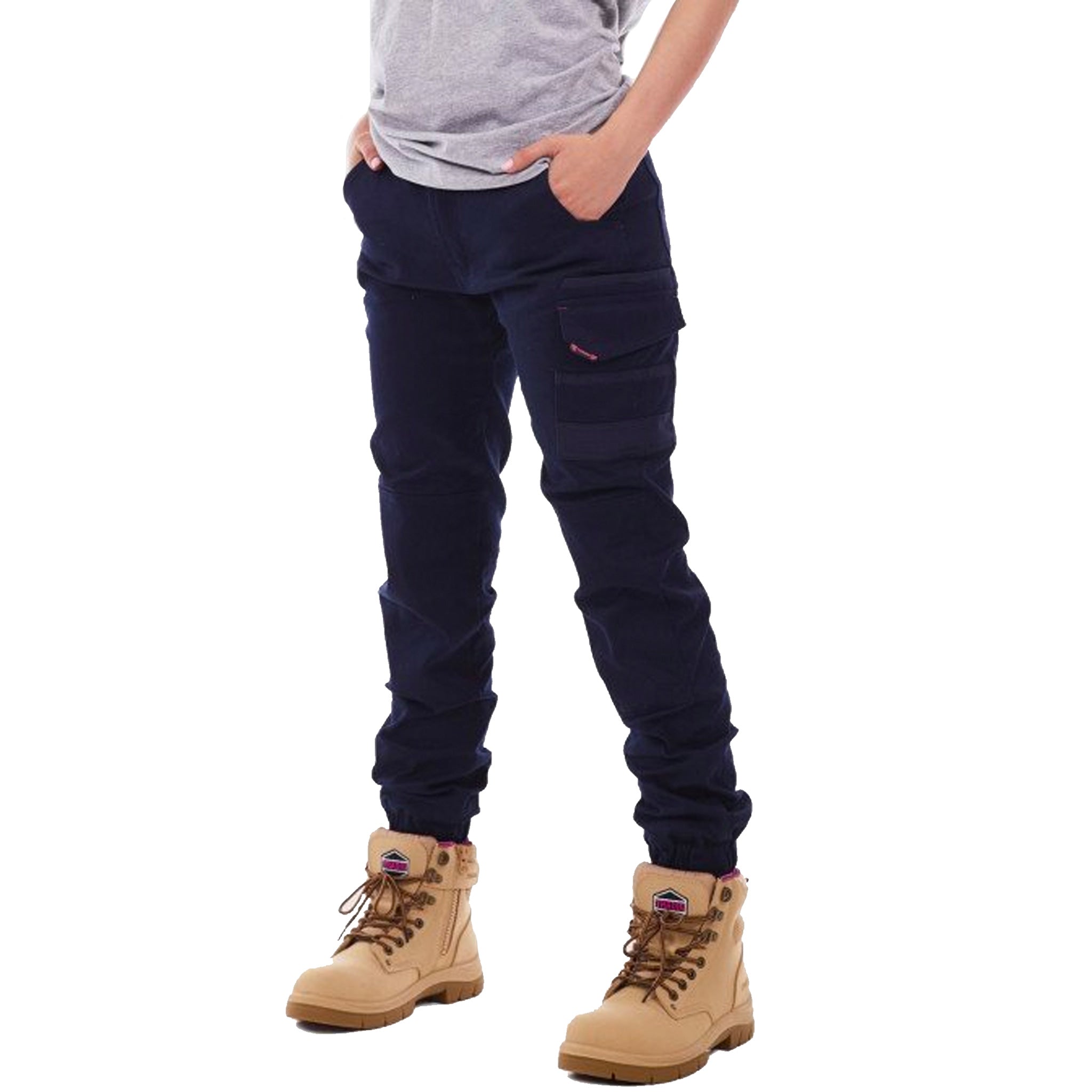 tradie ladies skinny cuffed cargo pant in navy