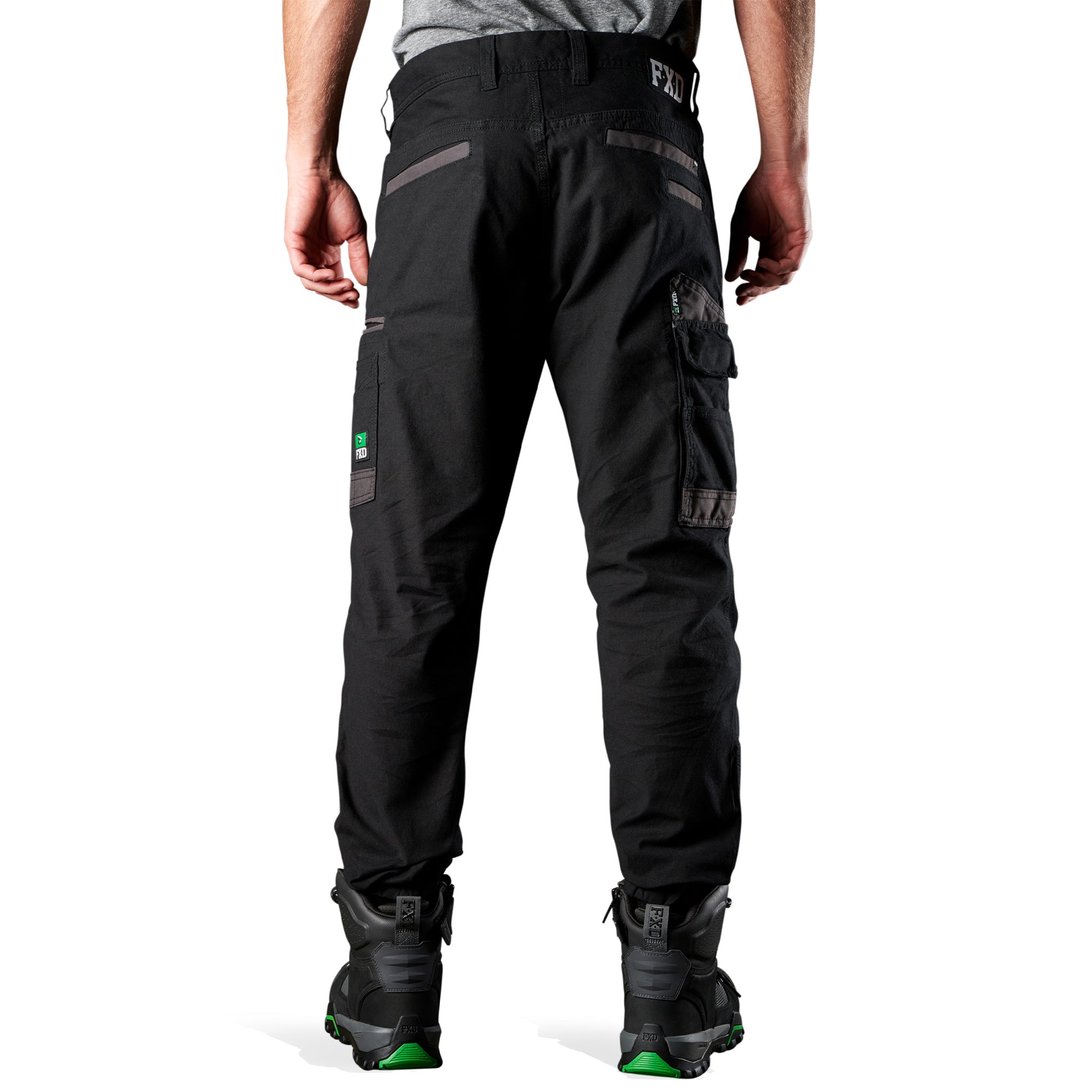 fxd stretch cuffed work pants in black